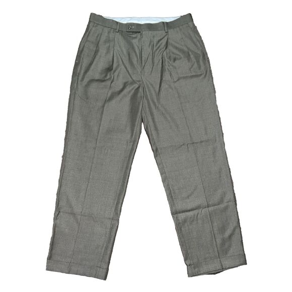 Louis Raphael  Mens Pleated Front  Grayish Green Dress Pants Size 36x30 - Picture 1 of 4